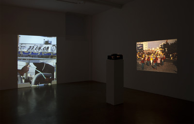Mohamed Bourouissa
23.08.08, 2011
HDV video 16/9
5 min 40 sec
&
Christodoulos Panayiotou
Wonder Land, 2008
80 dias on carousel slide projection, images sourced from the Municipal Archives of the City of Limassol, Cyprus
View of the exhibition « L’image pensée », kamel mennour, Paris, 2013
© Mohamed Bourouissa & Christodoulos Panayiotou
Photo. Fabrice Seixas
Courtesy Mohamed Bourouissa and kamel mennour, Paris
Courtesy Christodoulos Panayiotou and Rodeo, Istanbul - © Mennour