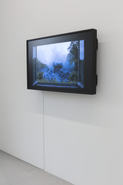 Hicham Berrada
*Celeste*, 2014
Color video. Grey sky, sky blue smoke
5 min 55 s
View of the exhibition "Paysages a circadiens", kamel mennour (6 rue du Pont de Lodi), Paris, 2015 - © &copy; ADAGP Hicham Berrada
Photo. archives kamel mennour
Courtesy the artist and kamel mennour, Paris/London, Mennour